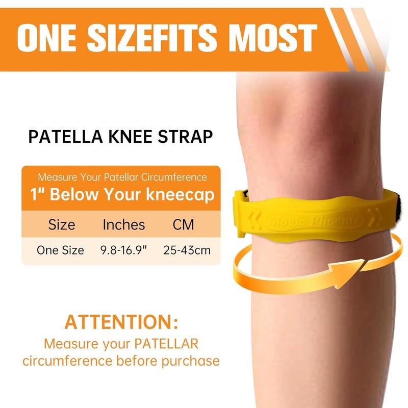 Magic Phoenix Premium Silicone Patella Band – Adjustable Knee Strap for Patellar Tendon Support & Pain Relief, Ideal for Tendonitis, Jumper’s Knee & Sports Recovery – 2 Pack (yellow) - Image 5